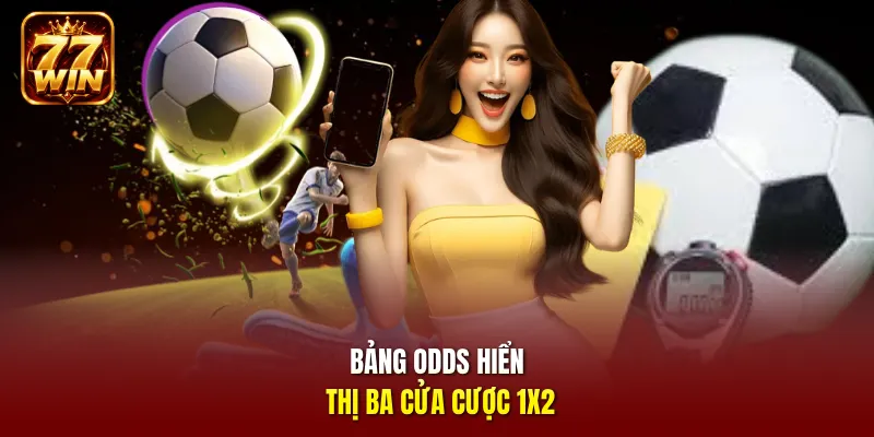 Bảng odds hiển thị ba cửa cược 1x2